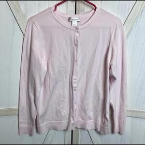 Christopher & Banks Womens Cardigan Sweater Size Medium Pink Long Sleeve Button